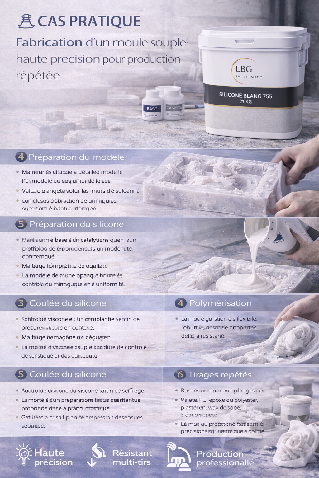 Silicone de moulage blanc 755 – Kit 21 kg haute résistance lbgrevetement