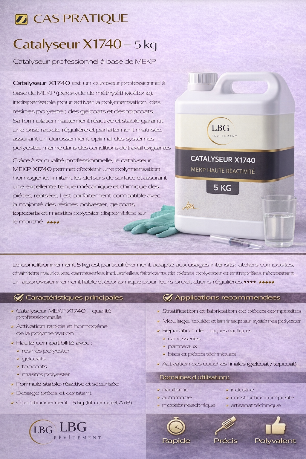 Catalyseur MEKP X1740 – Durcisseur résines polyester professionnel 5 kg lbgrevetement