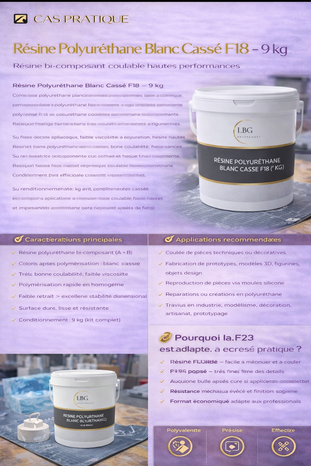 La résine polyuréthane F18 blanc cassé 9 kg lbgrevetement