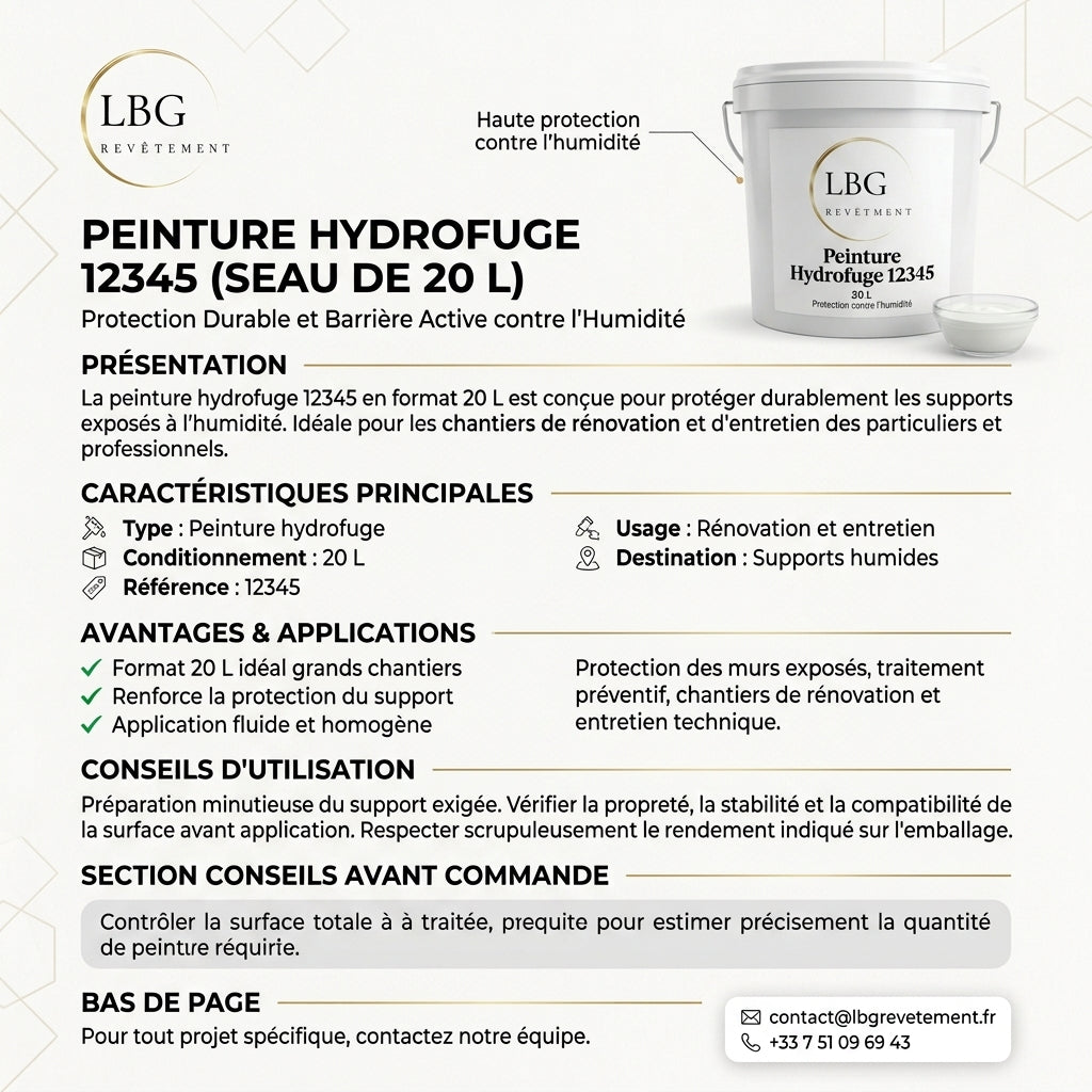 Peinture Hydrofuge 12345 (20 L) - Protection contre l'humidité lbgrevetement