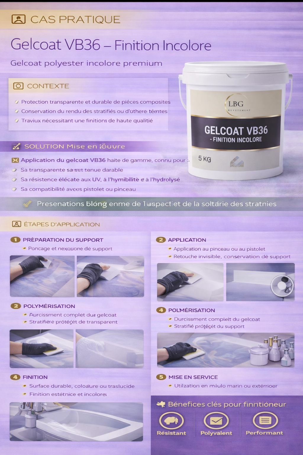 Gelcoat finition blanc brillant VB36 – Gelcoat polyester haute résistance – 5 kg lbgrevetement