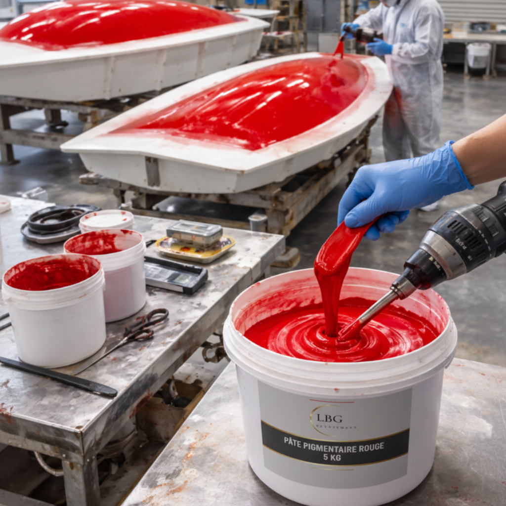 Pâte pigmentaire rouge 5 kg – Colorant pour résines, gelcoats & composites lbgrevetement