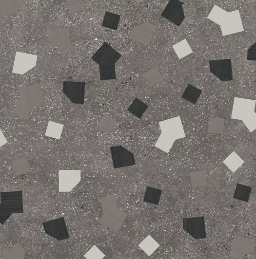 Carrelage sol-mur intérieur aspect terrazzo Ama ricetta graphite mat 90x90 cm