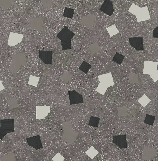 Carrelage sol-mur intérieur aspect terrazzo Ama ricetta graphite mat 90x90 cm lbgrevetement