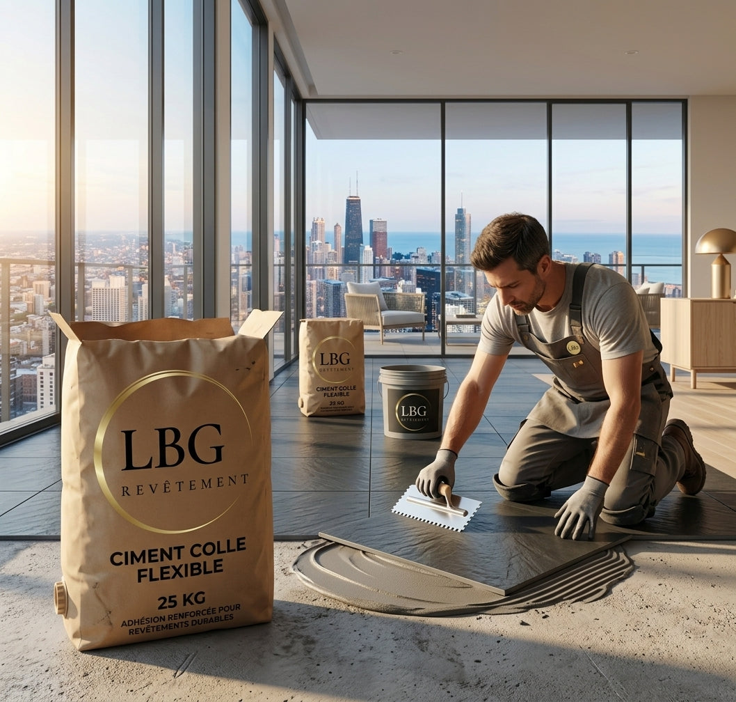 Ciment Colle Flexible 25 kg - Adhésion Renforcée pour Revêtements Durables lbgrevetement