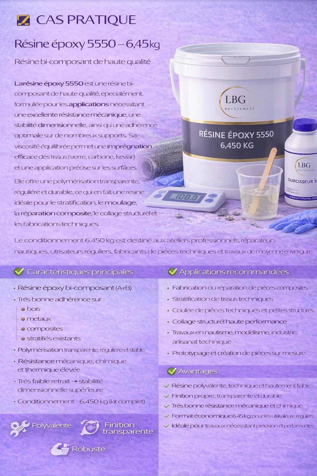 Résine époxy 5550 – Résine bi-composant haute performance 6,45 kg