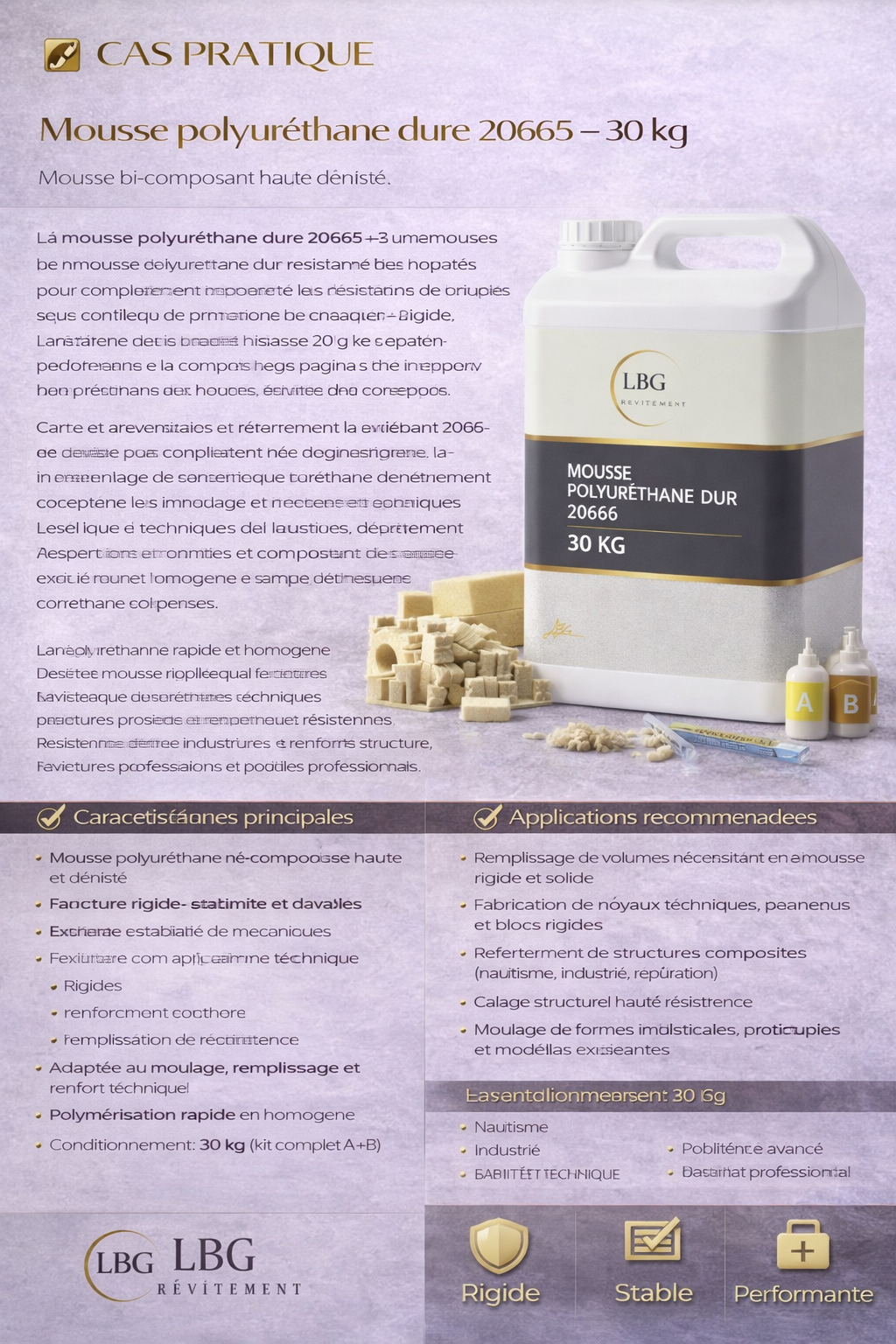 Mousse polyuréthane dure 20665 – PU haute densité pour remplissage et moulage 30 kg lbgrevetement