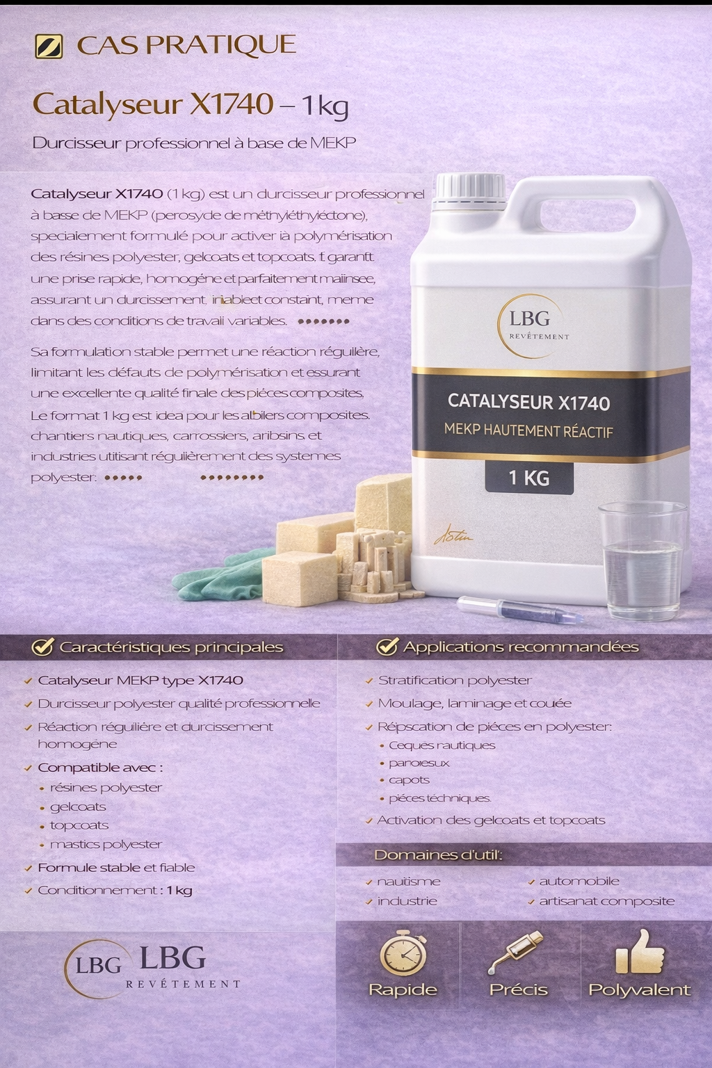 Catalyseur MEKP X1740 – Durcisseur résine polyester, gelcoat et topcoat 1 kg lbgrevetement