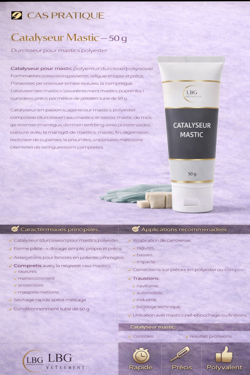 Catalyseur pour mastic polyester – Durcisseur pâte en tube 50 g