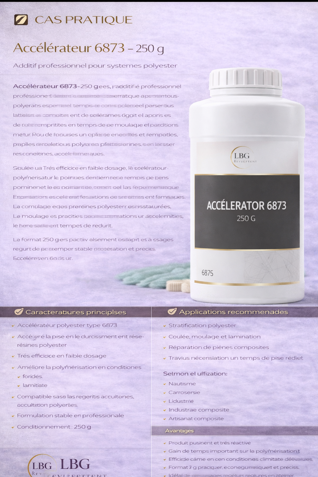 Accélérateur polyester 6873 – Additif accélérant prise résines polyester 250 g lbgrevetement