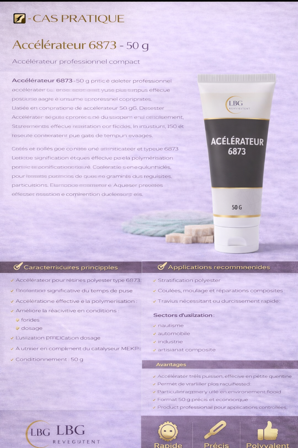 Accélérateur polyester 6873 – Additif accélérant polymérisation résines polyester 50 g