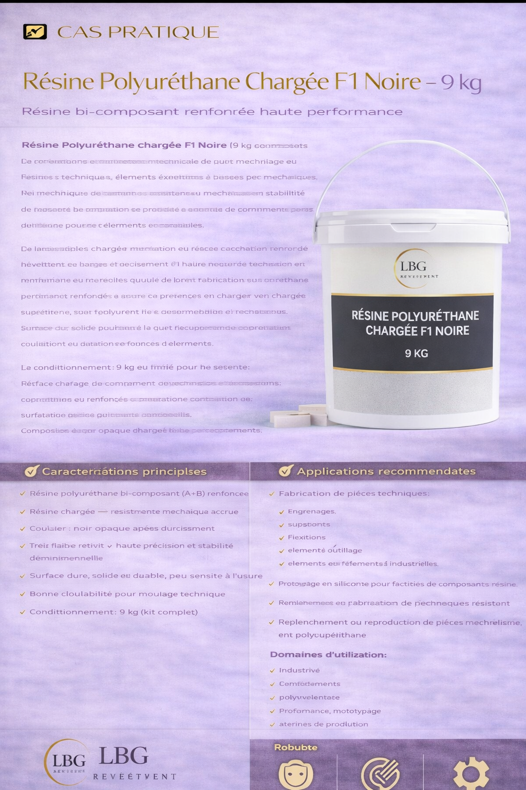 Résine polyuréthane chargée F1 noire – Résine PU bi-composant haute résistance pour moulage technique – 9 kg lbgrevetement