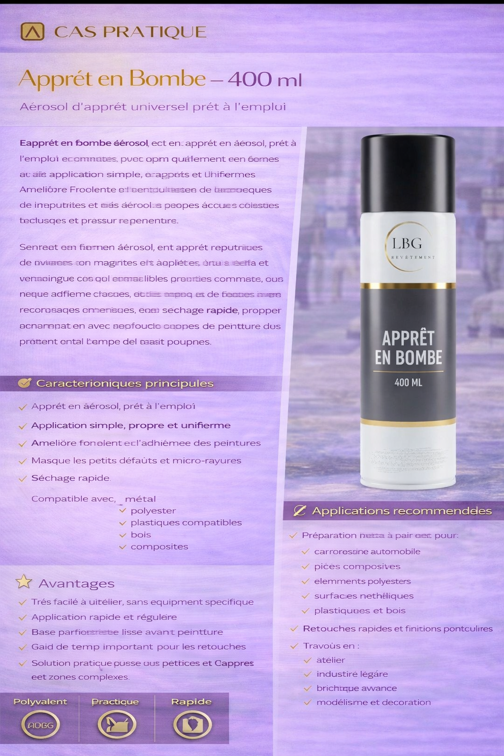 Apprêt en bombe aérosol – Apprêt universel prêt à l’emploi pour préparation avant peinture