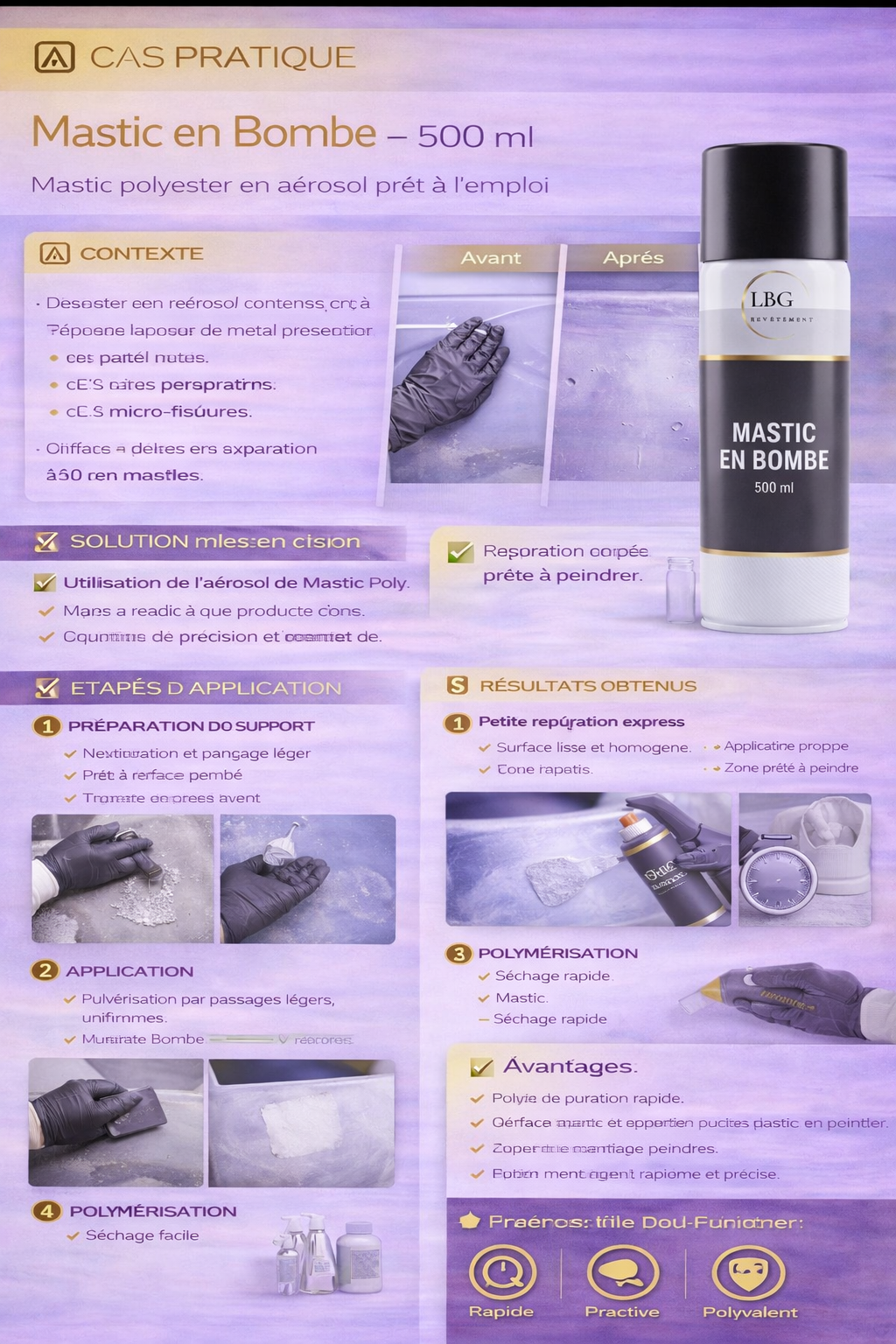 Mastic polyester en bombe – Mastic aérosol prêt à l’emploi pour retouches et finitions
