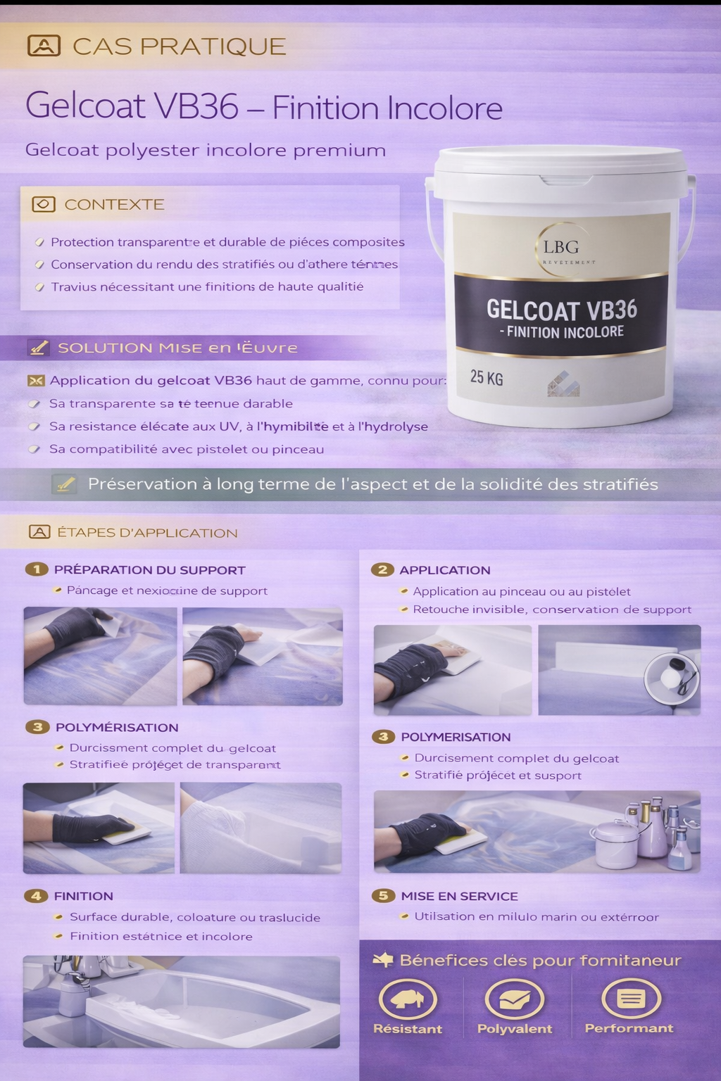 Gelcoat polyester finition blanc brillant VB36 – Haute résistance UV – 25 kg lbgrevetement