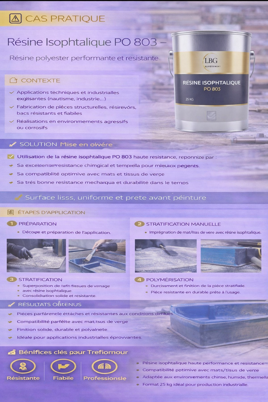 Résine polyester isophtalique PO 803 – Haute résistance chimique et mécanique – 25 kg lbgrevetement