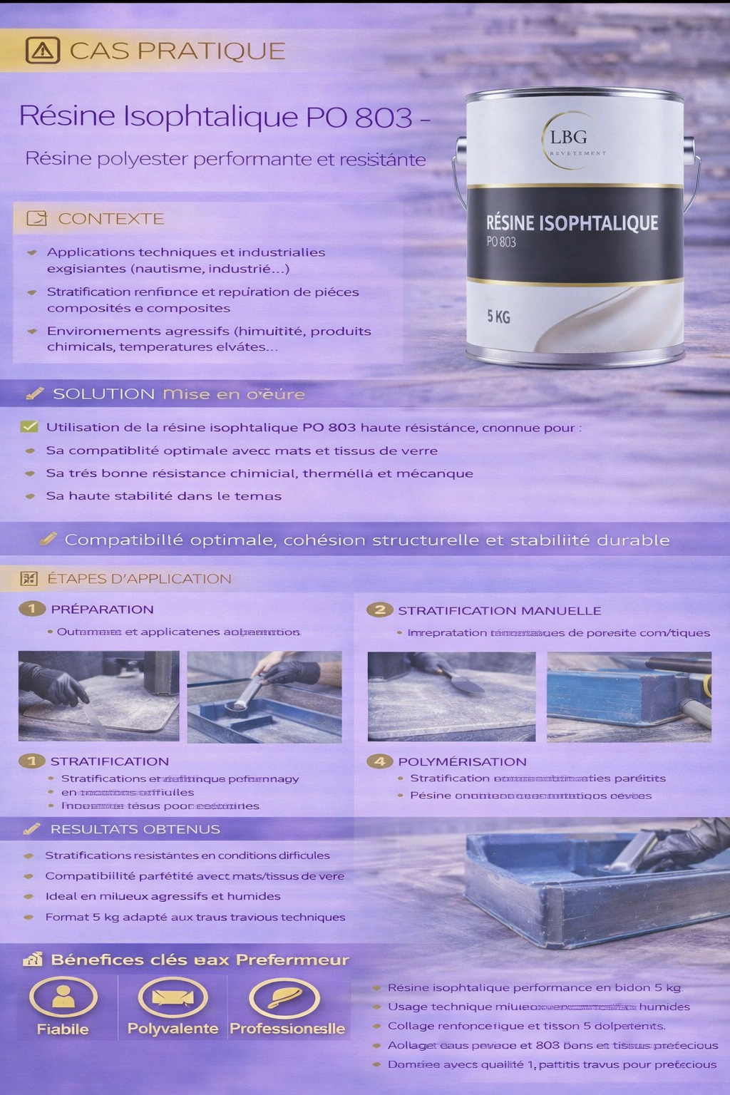 Résine polyester isophtalique PO 803 – Haute résistance chimique et thermique – 5 kg lbgrevetement