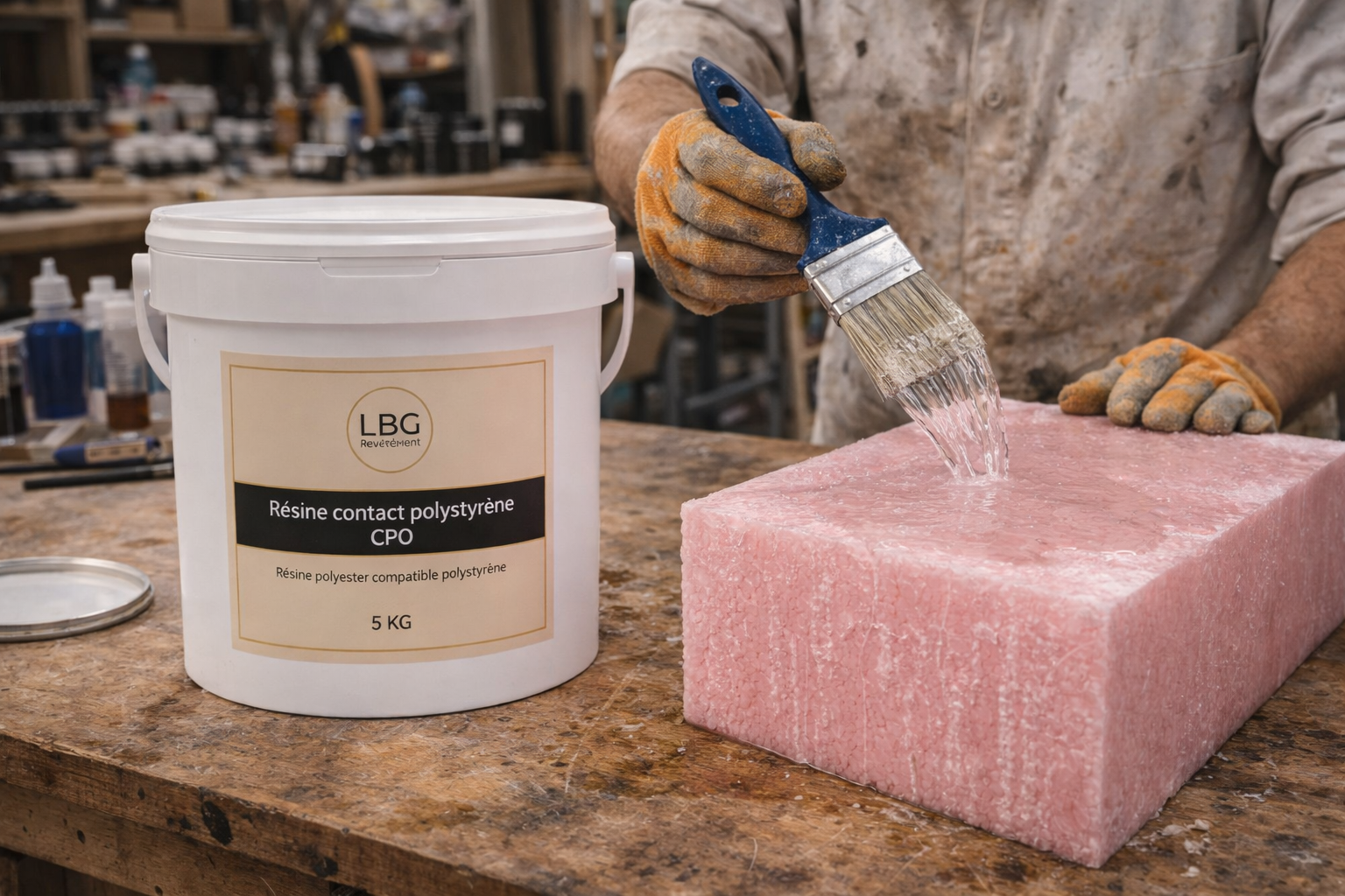 Résine contact polystyrène CPO – Résine polyester compatible polystyrène – 5 kg
