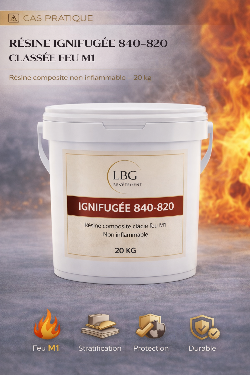 Résine ignifugée 840-820 classée feu M1 – Résine composite non inflammable – 20 kg