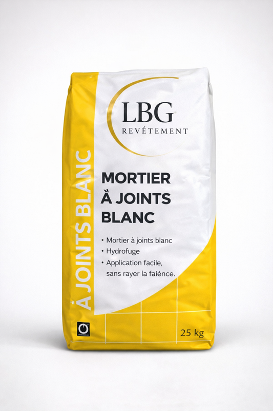 Mortier à joints blanc pour carrelage 1 à 6 mm – Hydrofuge, finition lisse – Sac 25 kg lbgrevetement