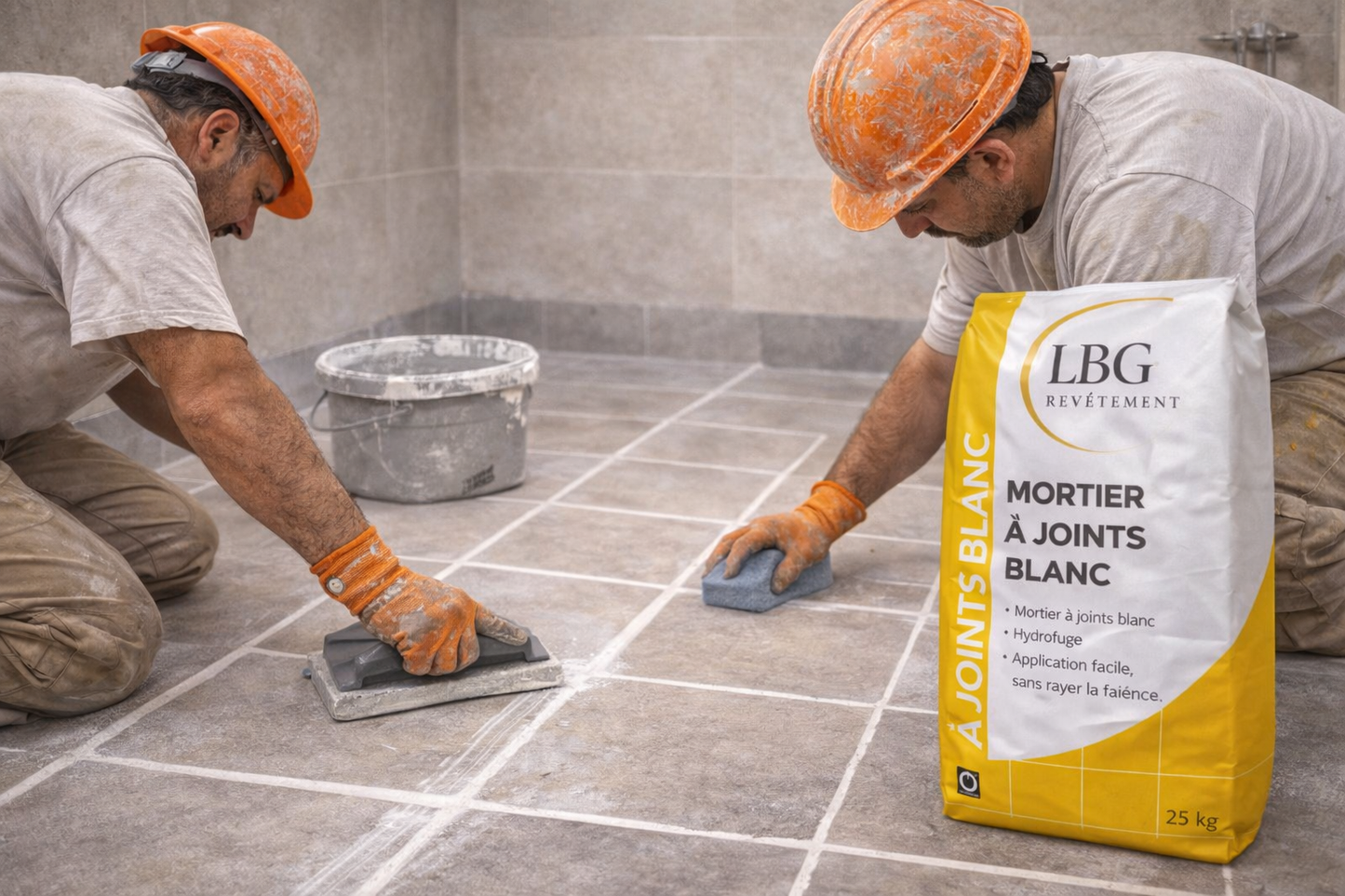 Mortier à joints blanc pour carrelage 1 à 6 mm – Hydrofuge, finition lisse – Sac 25 kg lbgrevetement