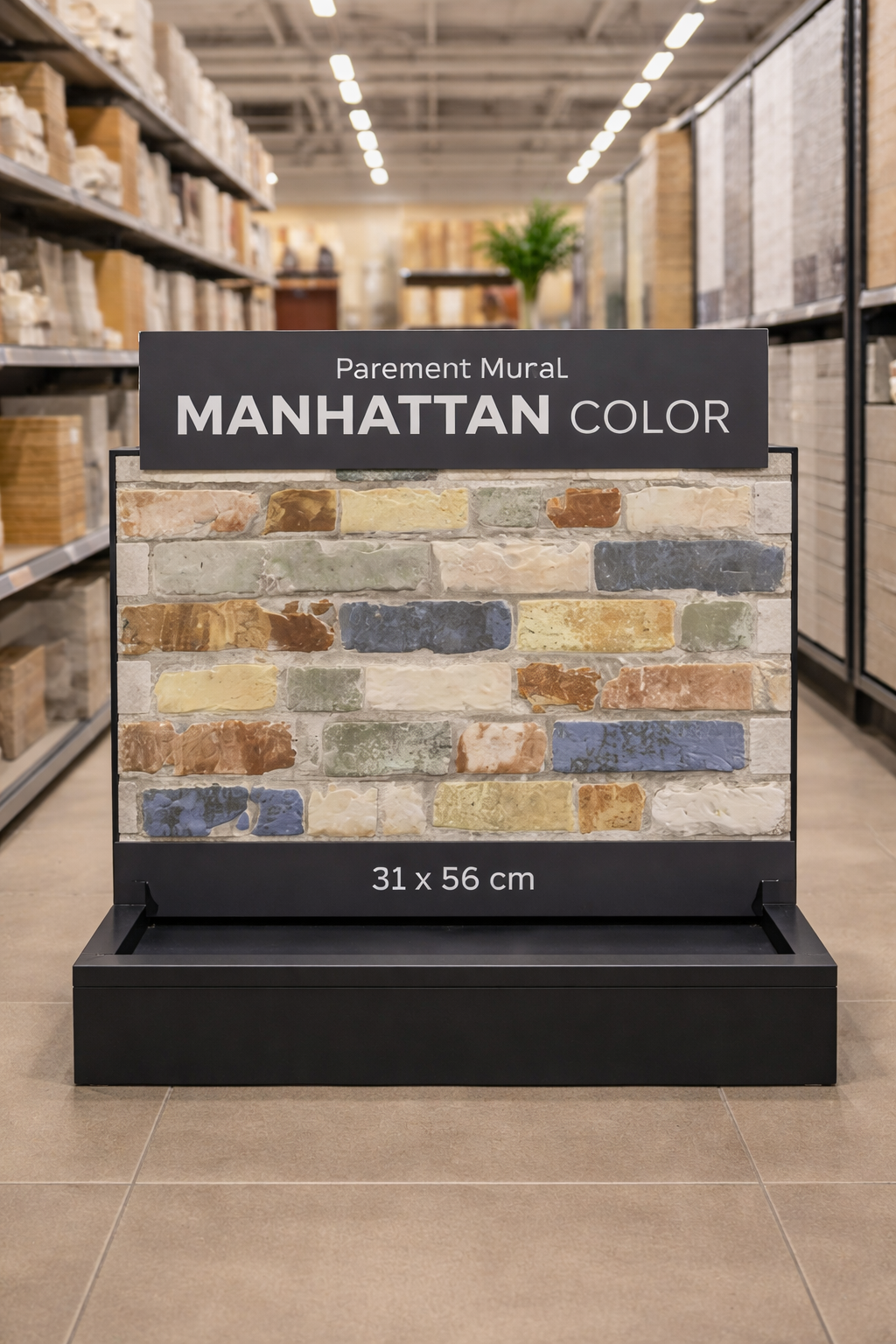 Parement mural Manhattan Color mat 31x56 cm en grès cérame. Carrelage mural aspect brique/pierre, idéal pour une décoration intérieure moderne et urbaine.
