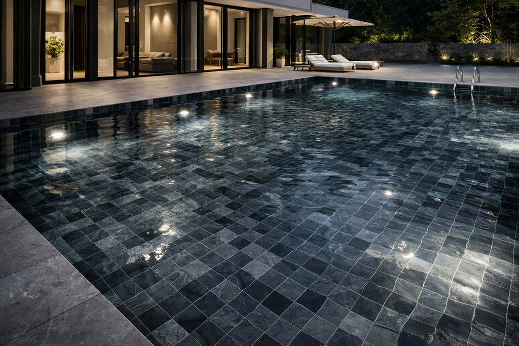 Carrelage aspect pierre Bali Antracita mat 33x33 cm – Grès cérame antidérapant R11 intérieur et extérieur