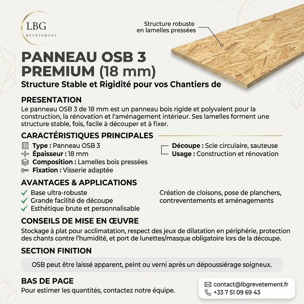 Panneau OSB 3 18 mm - Résistance Accrue pour Vos Projets de Construction lbgrevetement