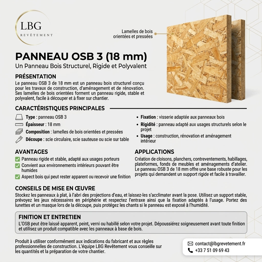 Panneau OSB 3 18 mm - Robustesse et Polyvalence pour Tous Vos Projets lbgrevetement