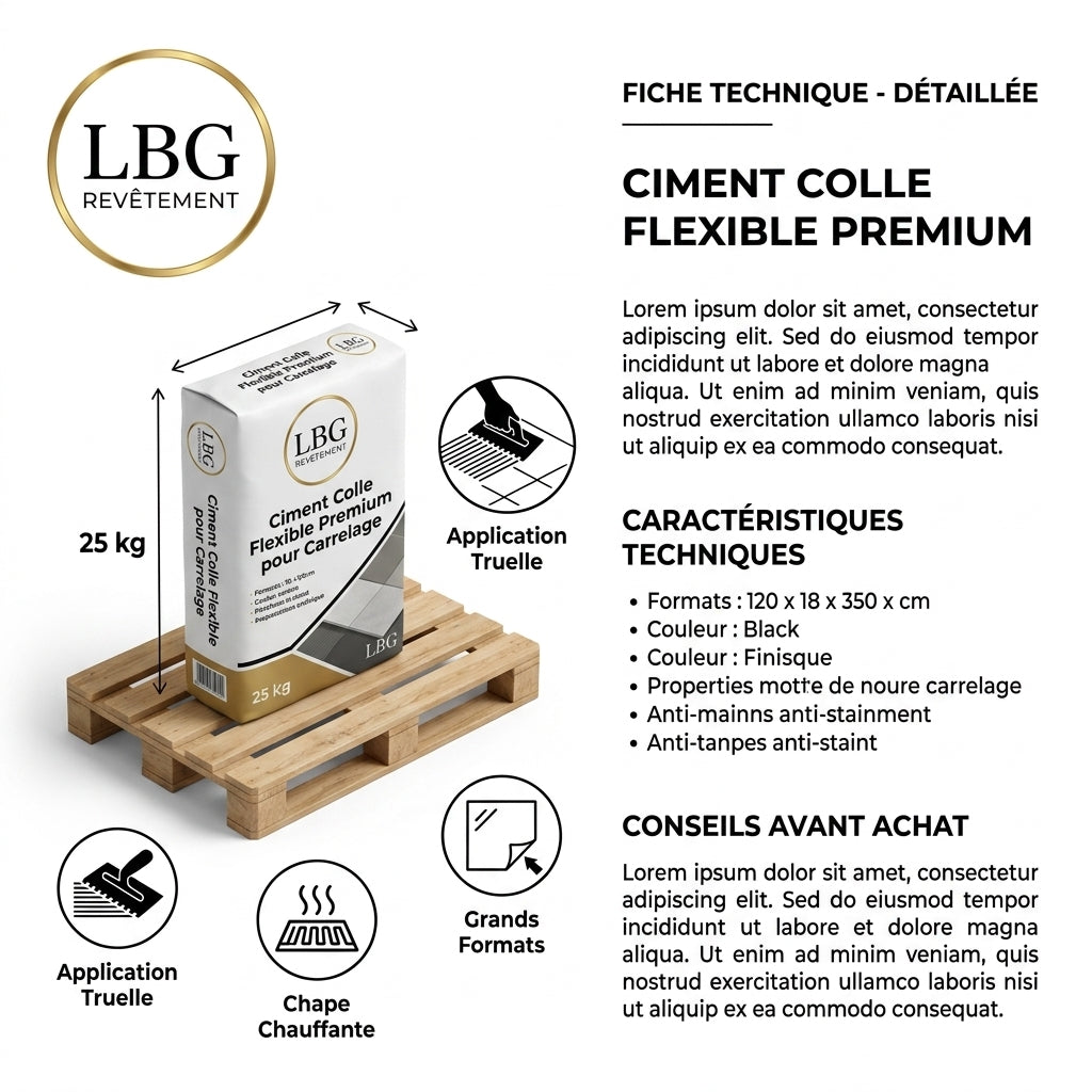 Ciment Colle Flexible 25 kg - Adhésion Renforcée pour Revêtements Durables lbgrevetement