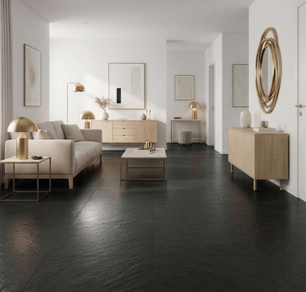 Carrelage Céramique Noir 60x60 cm - Élégance Moderne et Durable lbgrevetement