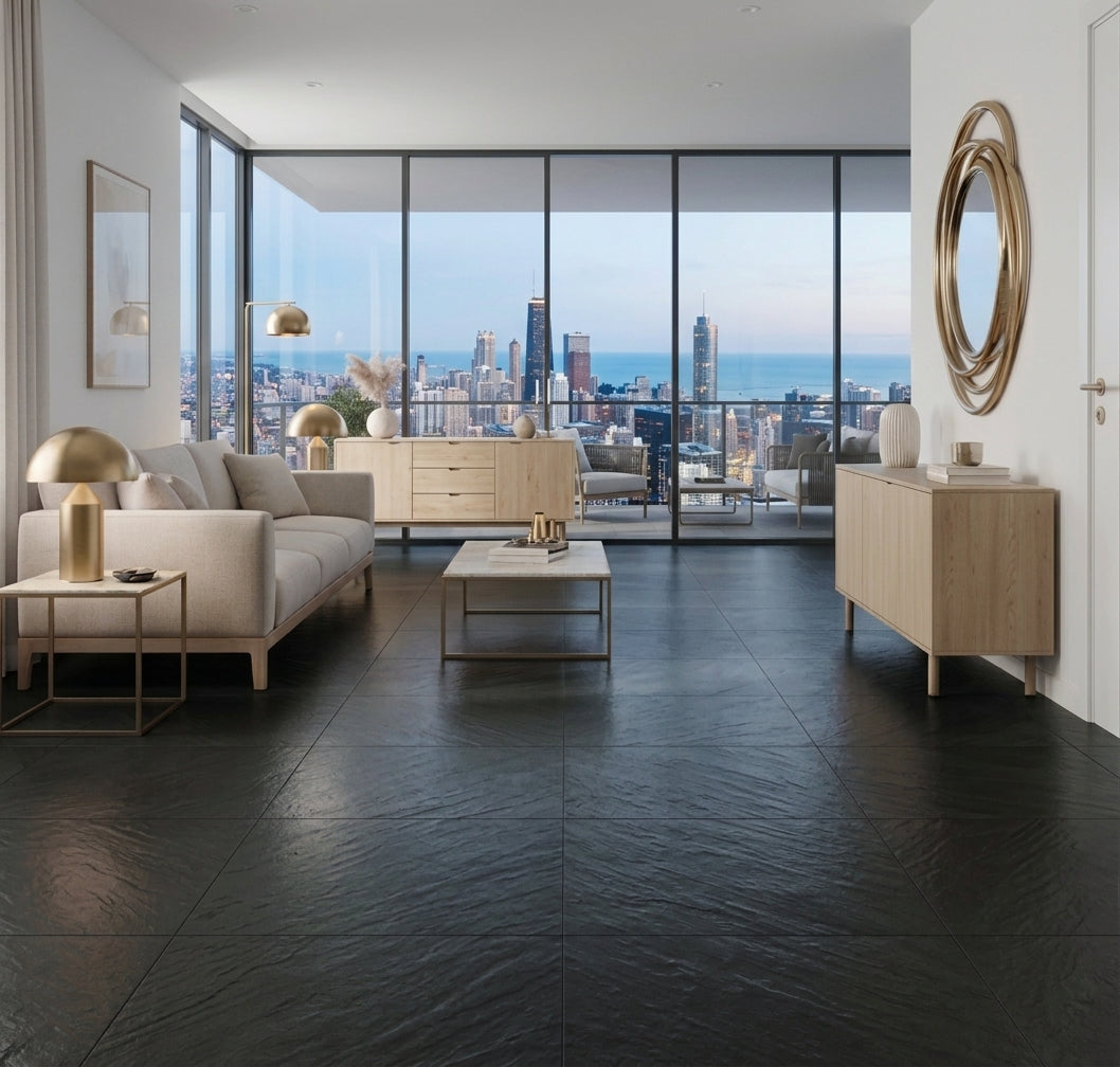 Carrelage Céramique Noir 60x60 cm - Élégance Moderne et Durable lbgrevetement