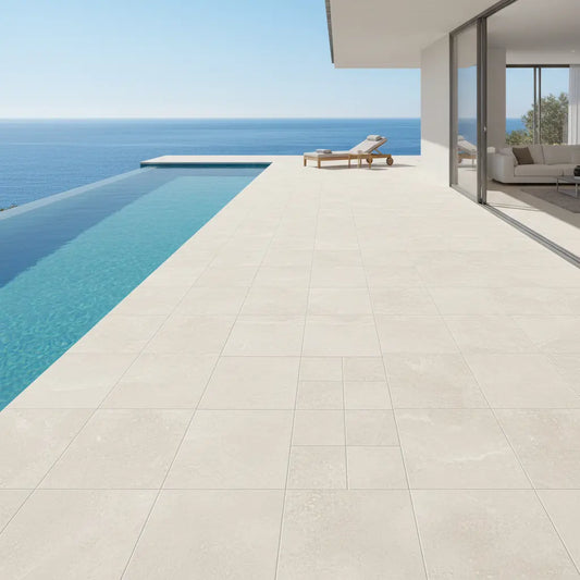 Carrelage aspect pierre Modulo Portobello Ivory 100x100 cm lbgrevetement