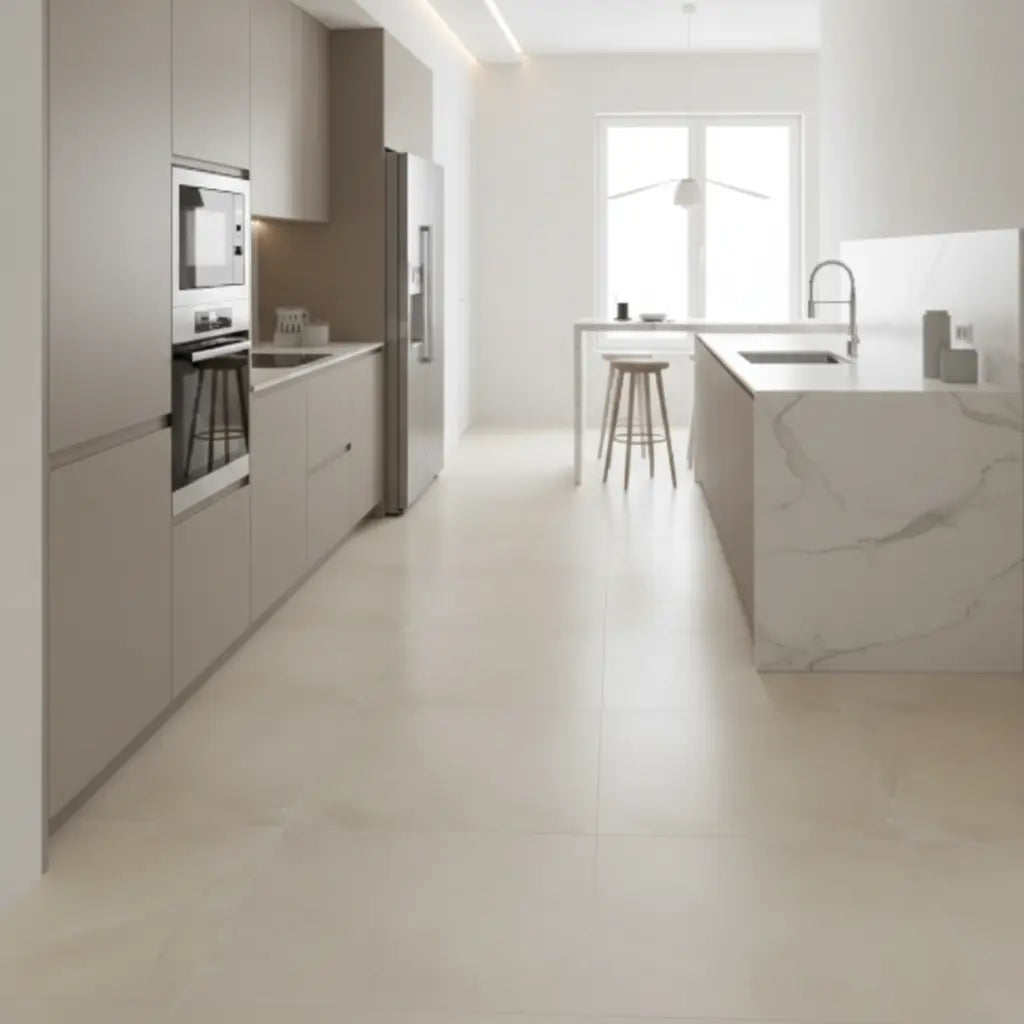 Carrelage sol-mur intérieur aspect béton Marble art cream mat 100x100 cm lbgrevetement