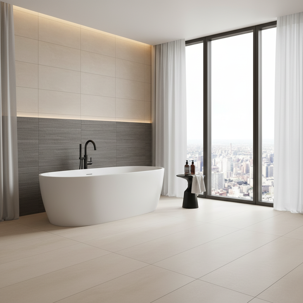 Carrelage sol et mur aspect béton Acron ivory mat 60x120 cm