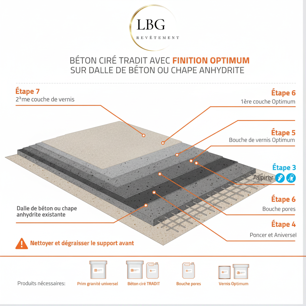 Béton ciré sur carrelage salle de bain – Kit universel TRADIT forte protection
