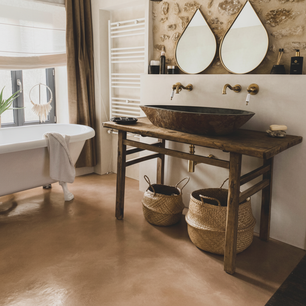 Béton ciré ISY sol salle de bain – Kit complet étanche, facile à poser, finition lisse lbgrevetement