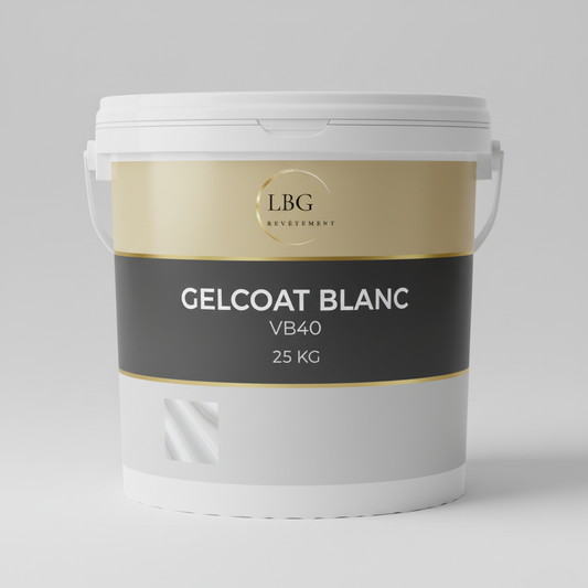Gelcoat blanc brillant VB40 – Gelcoat polyester haute résistance UV – 25 kg lbgrevetement