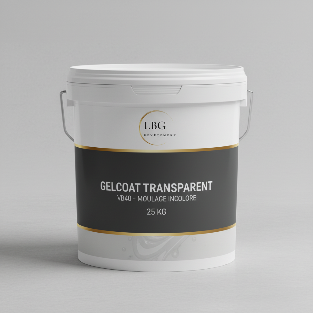 Gelcoat transparent VB40 – Gelcoat polyester incolore pour moulage et finition – 25 kg