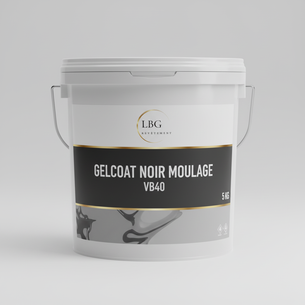 Gelcoat polyester noir moulage VB40 – Finition noire brillante – 5 kg