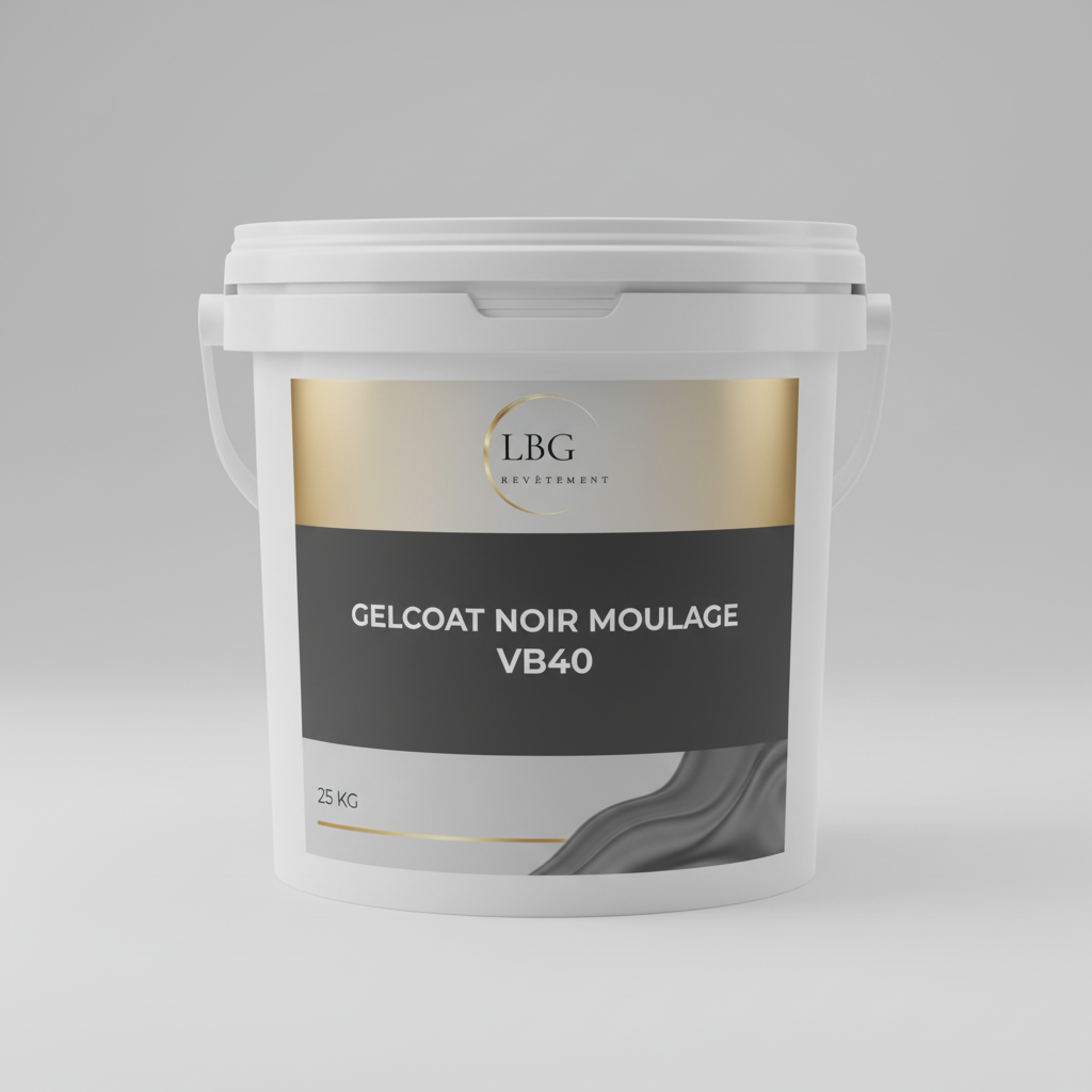 Gelcoat polyester noir moulage VB40 – Finition noire haute performance – 25 kg