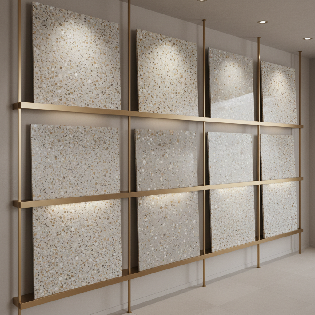 Carrelage sol et mur aspect terrazzo Abyss grey mat 60x120 cm