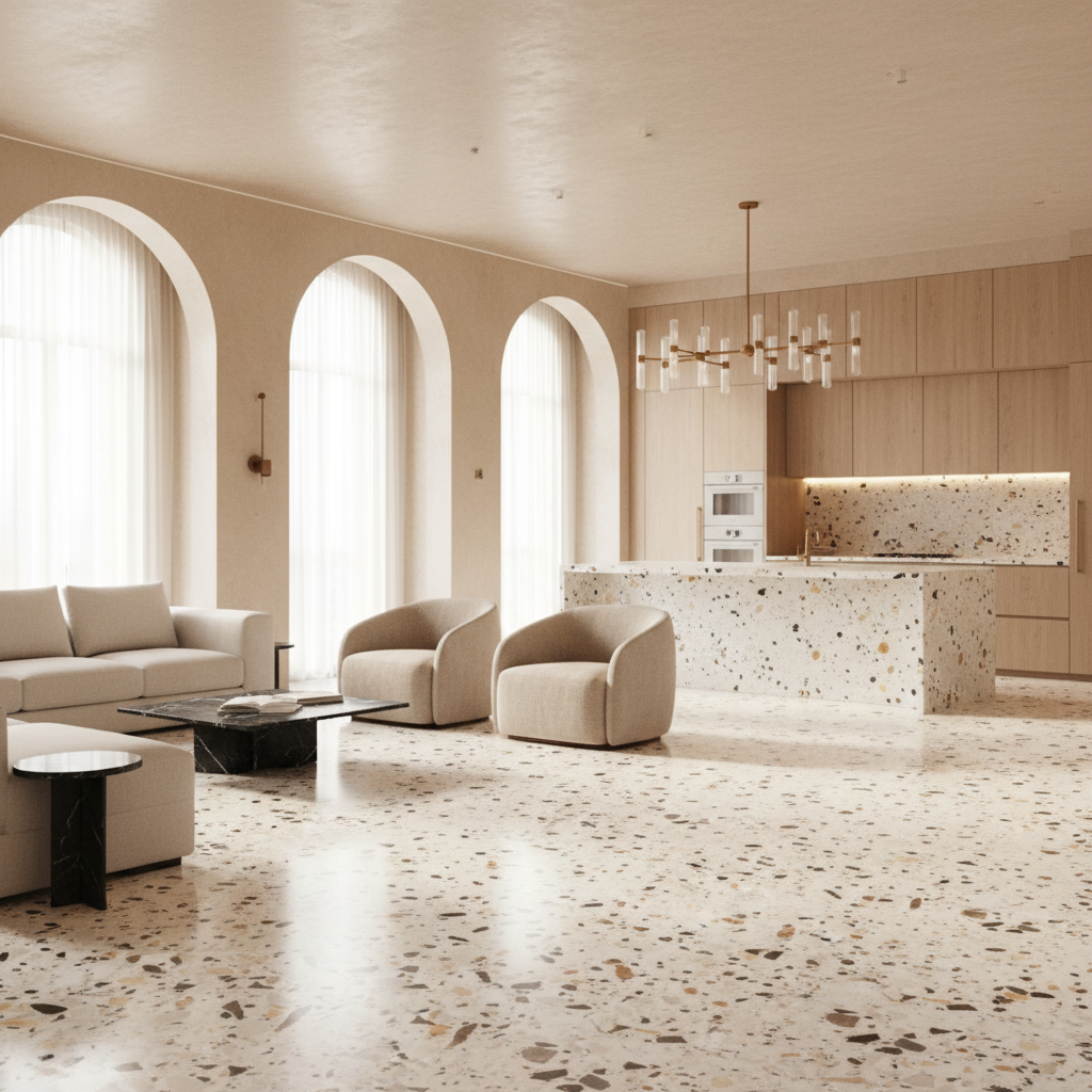 Carrelage aspect terrazzo mur et sol Venice La Fenice mat 60x60 cm