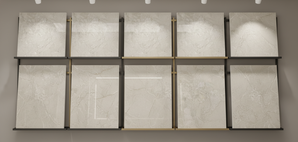 Carrelage sol et mur aspect marbre Kuartz beige poli 60x120 cm