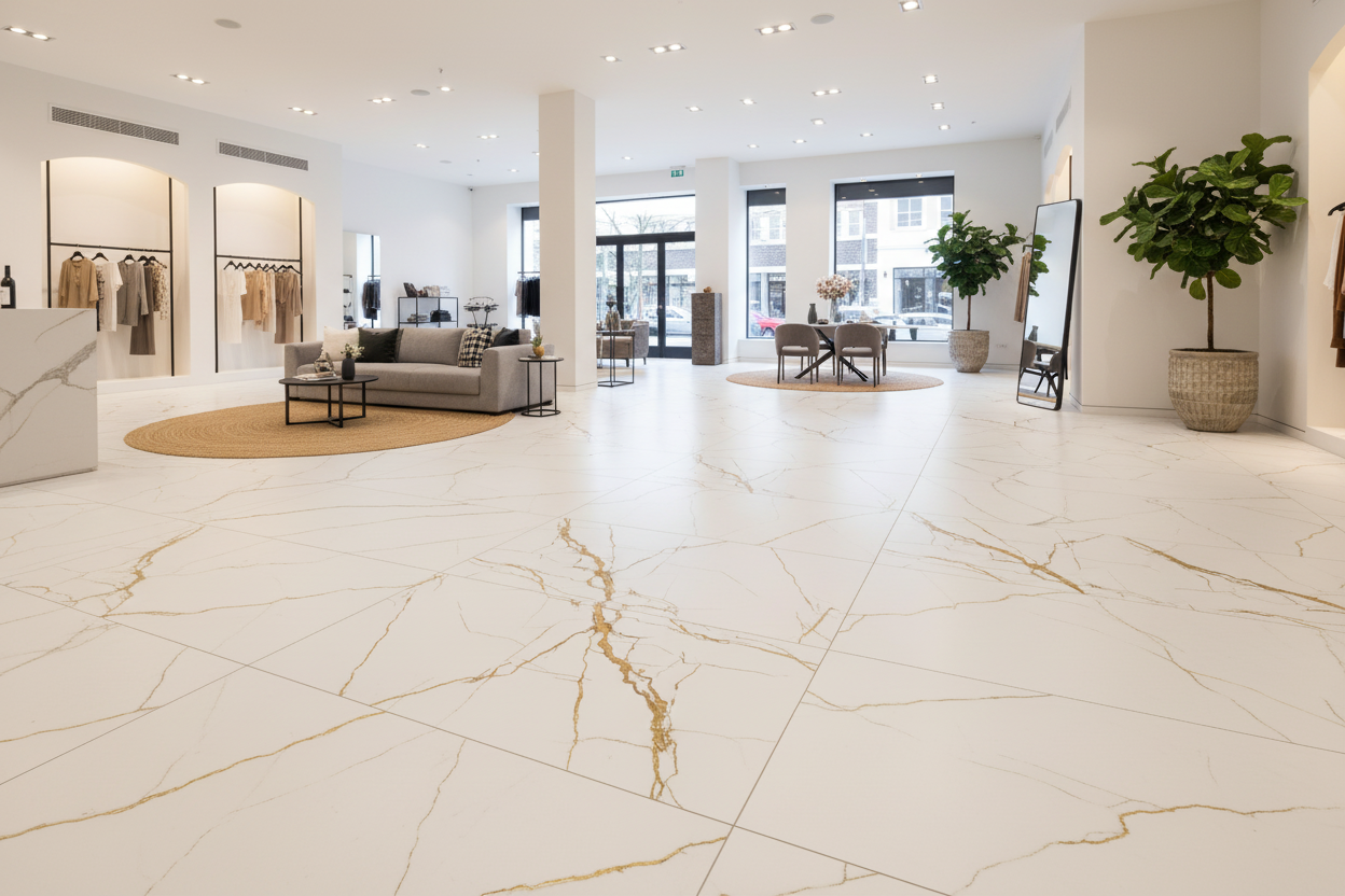 Carrelage sol et mur aspect marbre Storm Lux White poli 60x120 cm