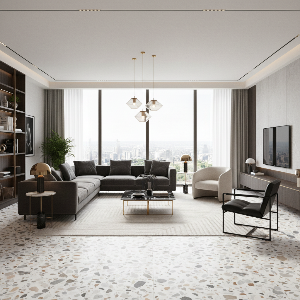 Carrelage Terrazzo mur et sol New Calacatta adoucie 60x60 cm