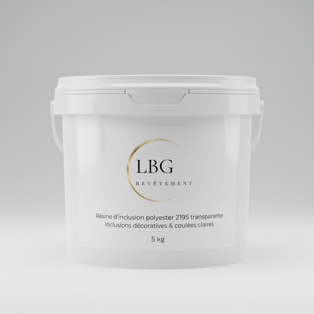 Résine d’inclusion polyester 2195 transparente – Coulée décorative & inclusions – 5 kg lbgrevetement