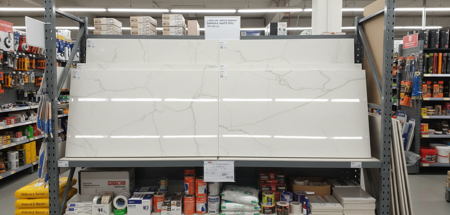 Carrelage aspect marbre Savanna White poli 60x120 cm – Sol et mur intérieur élégant