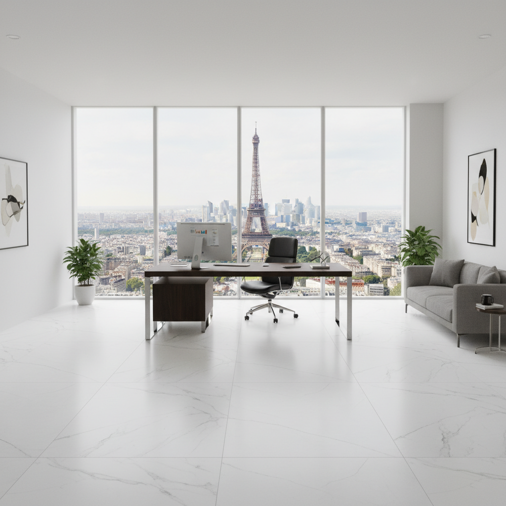 Carrelage aspect marbre Vernezza Blanco mat 80x80 cm – Grand format élégant pour sol intérieur