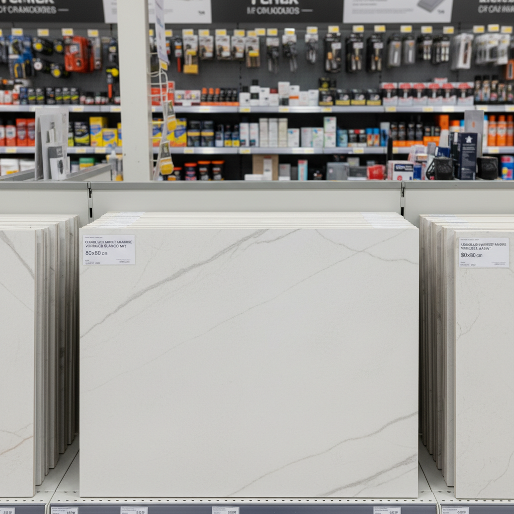 Carrelage aspect marbre Vernezza Blanco mat 80x80 cm – Grand format élégant pour sol intérieur